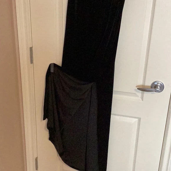 Lori Ann Montreal Women's Black Dress Crushed Velvet Wedding Evening Prom Party - Picture 5 of 7